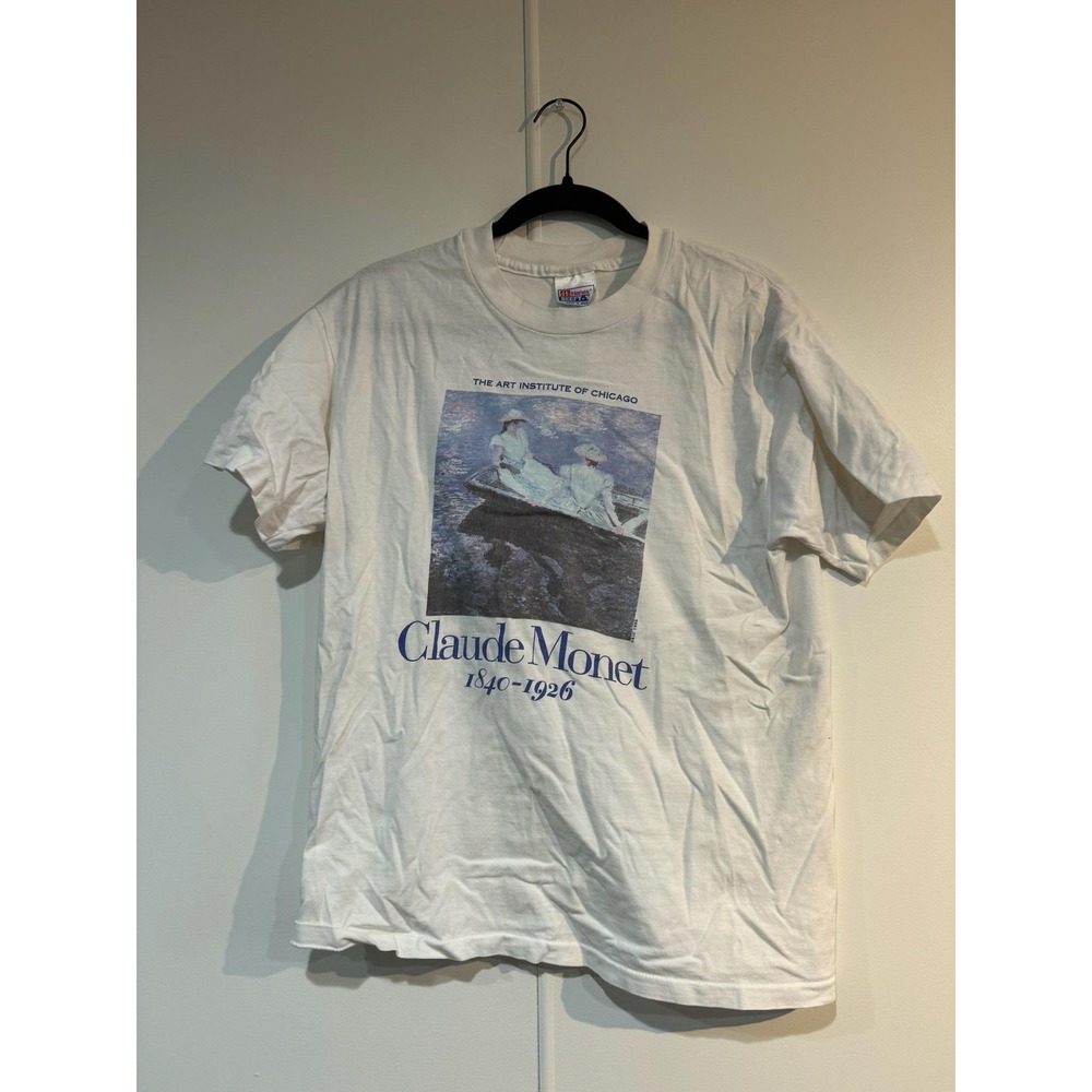 Vintage Claude Monet Art Institute Shirt Mens Medium White Hanes USA Graphic Tee